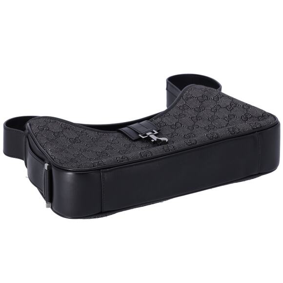 GUCCI GG Shoulder Bag 92736 Black Jacquard Leather Gray - Picture 4 of 7